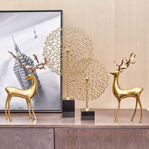 Light luxury European style American Nordic style pure copper deer living room porch TV cabinet decoration fortune tree housewarming gift furnishings