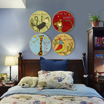 Round childrens room decorative painting boys and girls bedroom bedside painting modern simple cartoon warm room mural