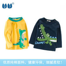 Counter 2021 spring childrens clothing new products base shirt Pure cotton cartoon round neck baby top Boys long sleeve T-shirt tide