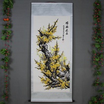 New Chinese style mounting painting in the hall painting celebrity hanging painting Chinese painting rural lobby antique decoration painting yellow plum blossom