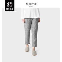 N night home spring summer pants women linen casual ankle-length pants loose haarren pants cotton linen nine