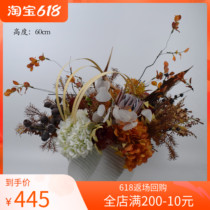 Modern minimalist silk flower floral floral floral floral green-shaped plate hotel front desk reception at the water bar Tea Table Pendulum