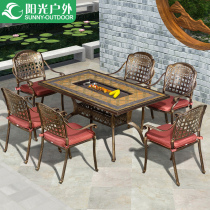 Sunshine outdoor cast aluminum table and chair furniture outdoor garden balcony garden leisure seven-piece set iron table combination