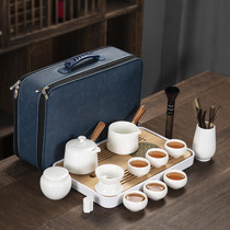 Deche Artisan Yu white porcelain portable package travel Kunfu tea set teapot household simple Japanese car outdoor