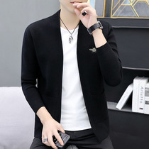 Youth casual knitwear cardigan sweater jacket mens spring and autumn thin Korean slim embroidery trend wear