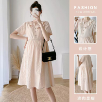 Pregnant woman one-piece dress Summer Fashion style V collar Lactation Bra large code Jacquard Medium Long snowspun dresses Summer