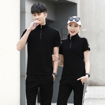 Style official website flagship store trendy Korean casual sports suit womens summer short-sleeved couple running suit mens polo shirt