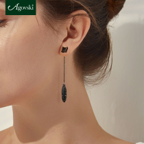 Koski earrings 2021 new earrings womens face thin high-grade sense of black drop earrings women burst temperament earrings women