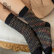 Begging dispensers Sox children autumn and winter double stitch days Combed Cotton Jacquard Coarse Thread Heaps Stocking Socks Retro Warm Medium Socks