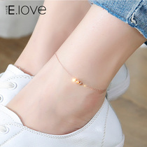 Yi Ai Japanese and Korean simple round steel bead rose gold anklet female plated 18K anklet titanium color gold foot decoration gift