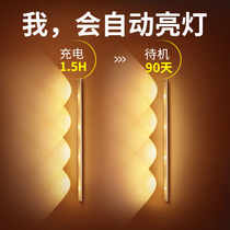 Induction intelligent human body usb charging cat eye long night light cabinet wardrobe entrance bedroom magnetic suction free wiring
