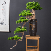 New Chinese simulation welcome pine tree bonsai model room soft entrance hotel lobby landscape decoration Zen ornaments