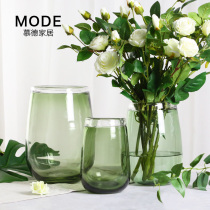 Nordic modern thickened transparent glass vase Hydroponic plants Office living room Fresh pine green flower arrangement flower device