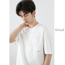 Mens short sleeve T-shirt summer new round neck loose trend casual mosaic Joker base shirt body tide