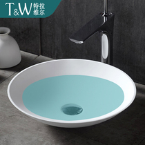 TW Travell round artificial stone table basin one-piece non-porous small apartment bathroom household white wash basin