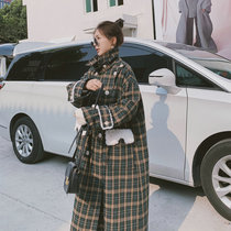 Plaid woolen coat coat womens long model 2021 autumn and winter New thick temperament premium premium color woolen coat