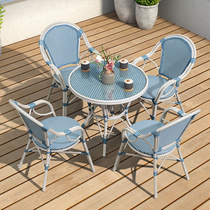 Rattan table and table combined outdoor rattan chair tea table Three sets patio garden Leisure chair for tea outdoor table and chairs