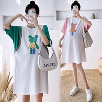 Pregnant Woman Summer Clothing Suit Stylish short sleeves Jacket Loose T-shirt Dress Net Red Spring Summer Money for Pregnant Women