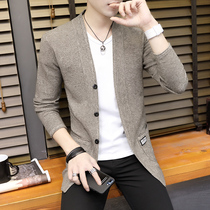 Cardio-hoodie Mens spring autumn 2022 new Korean version 100 hitch tide Tide Cards Casual Sweater In a Long Knitted Sweater Jacket Man