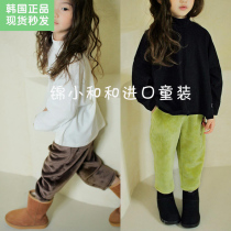 Now Jin Xiaohe and bien Korean childrens clothing childrens pants 2020 new girls with velvet corduroy slacks