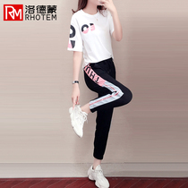 Net red sports suit womens summer 2021 new fashion Korean version of the trend loose short-sleeved casual clothes two-piece women