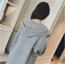 Lapel college wind color long sleeve autumn and winter Korean version of long loose fashion 2020 hooded cardigan coat women