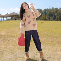 Girls sweater autumn and winter 2022 new style childrens middle-aged childrens winter mink velvet turtleneck knitted bottoming shirt