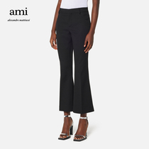 AMI Womens Classic Designer Wool Flared Fashion Simple Cropped Pants Slacks