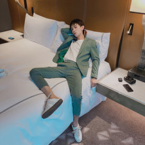 Thousands Birds Gaggi Suits Suit Mens Spring Autumn Season Mens Han Prints of the Masculine Trend Ruffin and Suits Two Sets