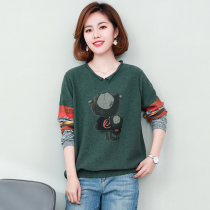 Sweatshirt female spring and autumn thin model 2021 new popular middle-aged mother foreign style large size thin hooded long sleeve shirt