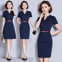 Professional suit women dress fashion temperament slim beautician work clothes ol white collar jewelry shop overalls summer
