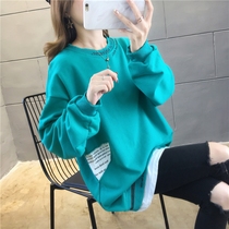 Super fire cec fake two-piece sweater womens pullover 2020 new Korean version loose thin early autumn coat tide ins