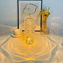 Rose petal crystal desk lamp desktop atmosphere light Net red bar Diamond light effect ins romantic charging night light