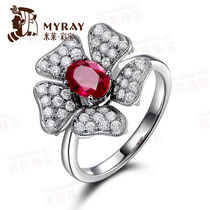 Miley Jewelry 1 01 Carat Mozambique Dove Blood Red Ruby Female Ring Inlaid 18k Gold Color Gem Ring