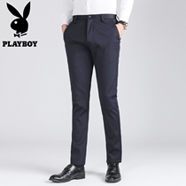 Flower Playboy Western pants Mens straight fit mens pants 100 hitch long pants 2020 Fall new business mens casual pants