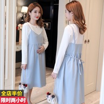  Trendy mother maternity clothes spring 2021 new western style spring clothes fashion age-reducing spring and autumn long-sleeved cotton dress