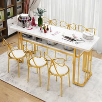 European style nail table Net red ins single small table and chair set simple economical marble nail table double