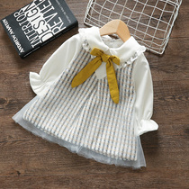 Girls spring and autumn dress with dress female baby 2022 new foreign air Han version 1-2 One 3-year-old princess skirt baby boy clothing