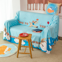 Zuo Xiandun Road cartoon American cute sofa towel with back towel double sofa cushion sofa cover full cover cloth decoration