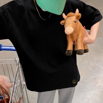 Drew Smiley Justin Bieber men and women same embroidered smiley face ins Tide brand loose cotton Joker short sleeve t-shirt