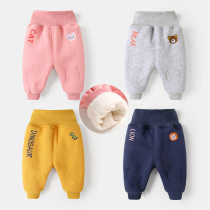 Baby winter plus velvet pants men warm trousers baby thick pants children Harlan pants children autumn and winter cotton pants