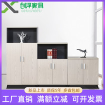 New simple modern white rubber file cabinet double door high and low Cabinet low cabinet combination floor landing locker office data Cabinet