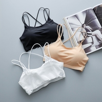 Summer chest-wrapped womens white bandeau anti-walking ice silk gathered underwear with chest pad beauty back sling net red explosion thin