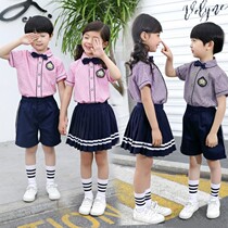 Kindergarten garden clothes spring and summer clothes new suit Childrens short-sleeved dress British style class clothes Primary school students  school uniforms custom summer