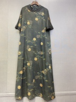 Factory direct sales large size mothers mulberry silk 100% heavy fragrant cloud gauze buckle long dress FHX1858