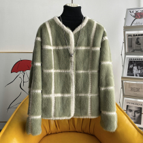 zqqz imported whole mink coat female round neck new slim fashion short mink fur coat D108