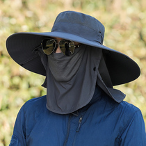 Sunscreen hat for men Summer sun hat Outdoor Anti-UV fishing All-in-the-face sun hat Large eave fishermans hat