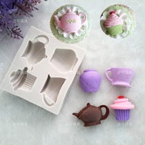 Best-selling new teapot teacup silicone chocolate mold Fondant cake mold handmade soap mold Ultra-light clay mold