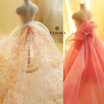 Taizhou bright semi-transparent organza fabric fabric Phantom yarn multi-color solid color clothing fabric Orange