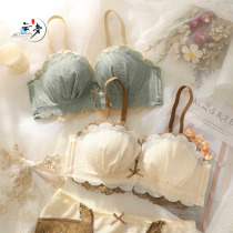 Net red Latex Underwear Women free steel ring small breasts for young girls Han prints Breast Proof Sagging Bra Hood